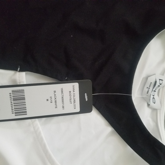 Bebe Ivana Black and White Bodysuit M - Picture 3 of 4